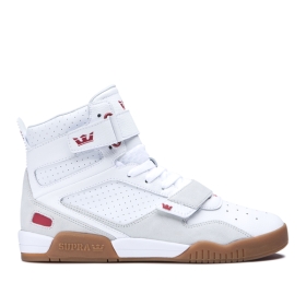 Supra Mens BREAKER High Top Shoes White/Rose/gum | US-22920